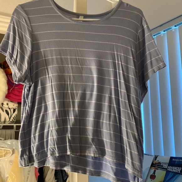 This is a blue and white stripped t-shirt. - Picture 3 of 4